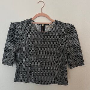 Mustard Seed Black and White Geometric Women's Top size Small